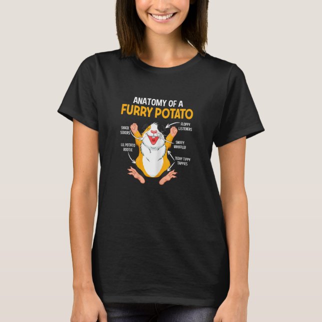 Camiseta Womens  Anatomy Of A Furry Potato Guinea Pig  Pet  (Frente)