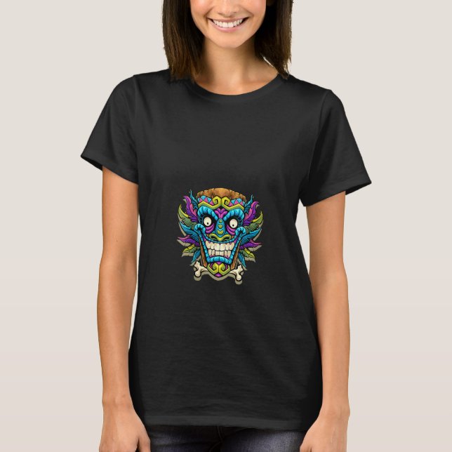 Camiseta Womens Antiga Guerreira Étnica Aztec Máscaras Pess (Frente)