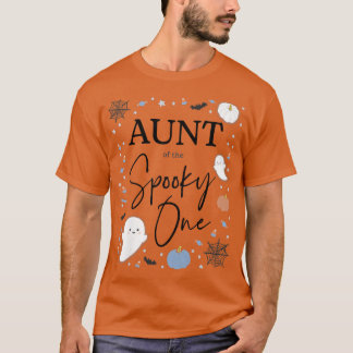Camiseta Womens Aunt of the Spooky One First Birthday Blue 