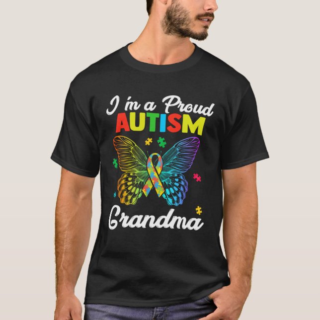 Camiseta Womens Autism Awareness Butterfly I m A Proud Auti (Frente)