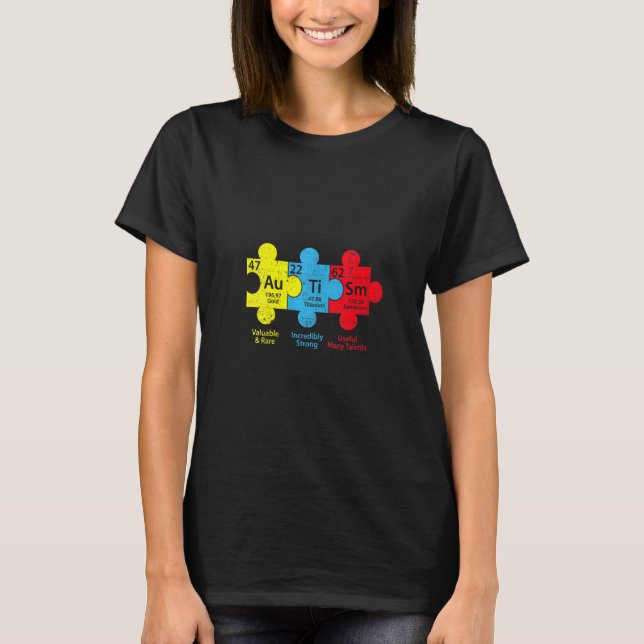 Camiseta Womens Autism Quebra-cabeça Chemical Element Autis (Frente)