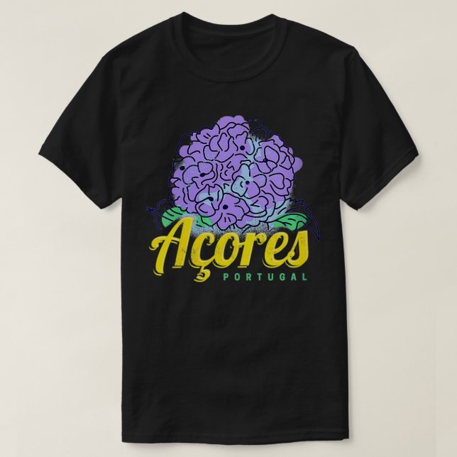 Camiseta Womens Azores Hydrangea Flower Island Portugal Vin (Frente do Design)
