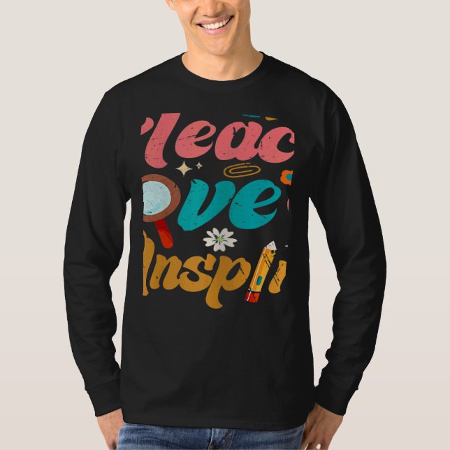 Camiseta Womens Back To School Teach Love Inspire Retro Tea (Frente)