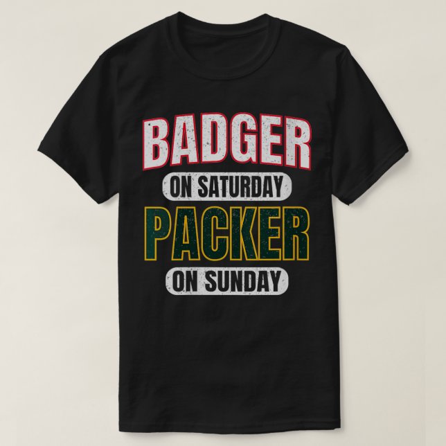 Camiseta Womens Badger no sábado Packer no domingo Engraçad (Frente do Design)