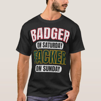 Camiseta Womens Badger no sábado Packer no domingo Engraçad
