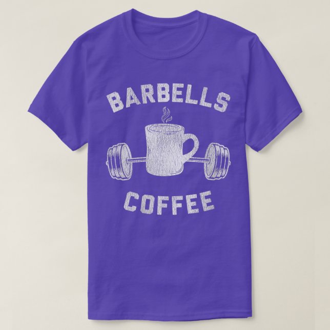 Camiseta Womens Barbells Café Café Café Café da Manhã e Pes (Frente do Design)