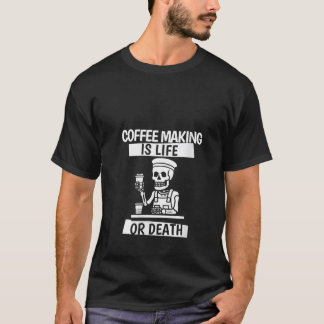 Camiseta Womens Barista Skeleton Caffeine Cafeine Bean Café