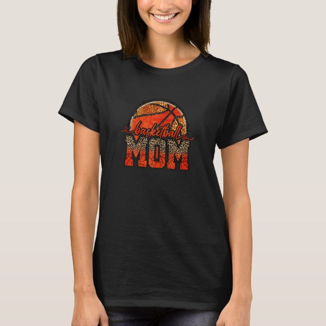 Camiseta Womens Basketball Mom Leopard Print Cheetah Proud  (Frente)