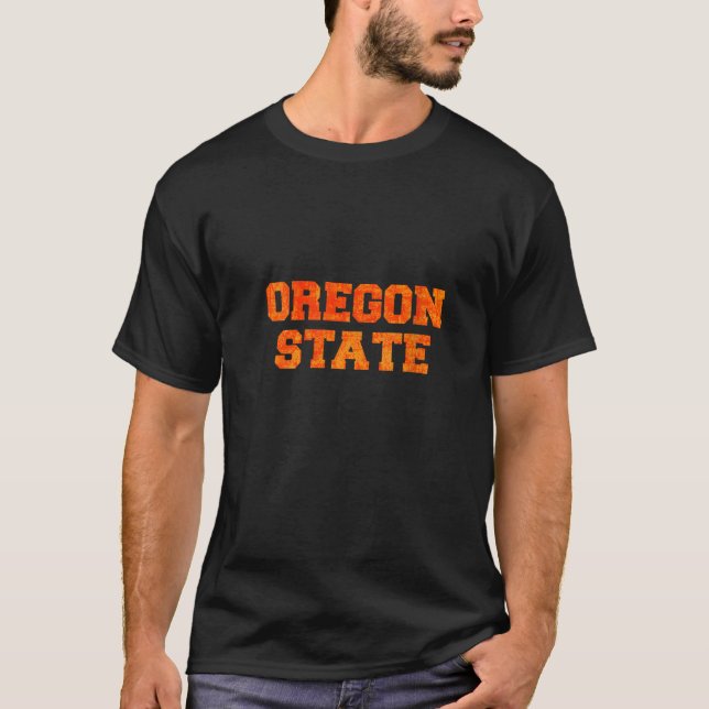 Camiseta Womens Beaver State é Oregon State Orange Distres (Frente)