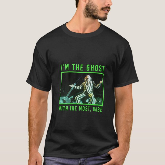 Camiseta Womens Beetlejuice I m The Ghost With The Most Bab (Frente)
