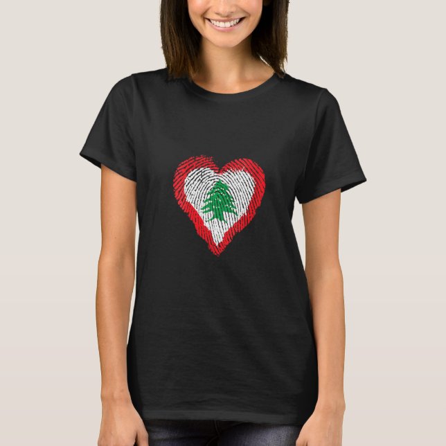 Camiseta Womens Beirut Líbano Heart Libanês Símbolo de Band (Frente)