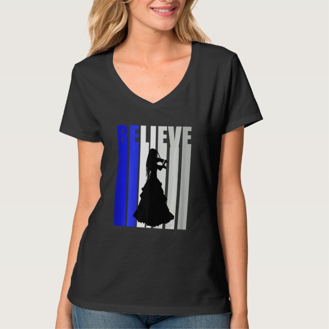 Camiseta Womens Believe Violin Life Inspiring Violinist Mus (Frente)
