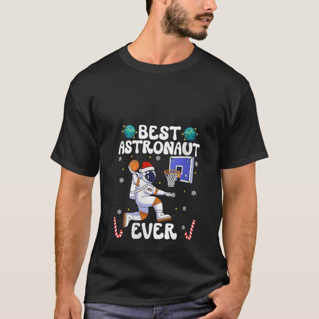 Camiseta Womens Best Astronaut Ever Christmas Basketball Ho (Frente)