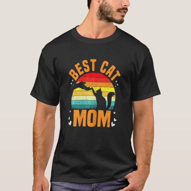 Camiseta Womens Best Cat Mom Ever Cat Mum Cats Father Vinta (Frente)