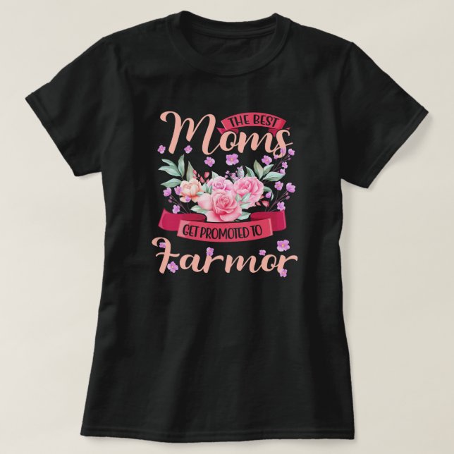 Camiseta Womens Best Moms Promoted Farmor Grandma Mothers (Frente do Design)