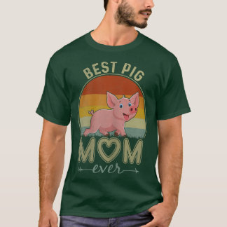 Camiseta Womens Best Pig Mom Ever Retro Design Cute Mom Mot
