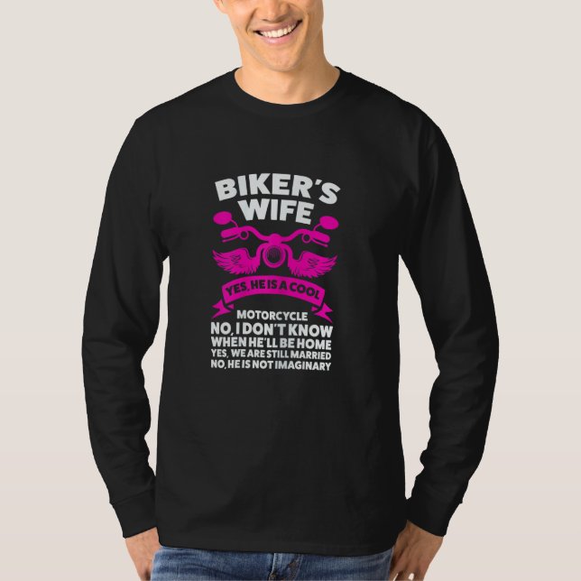 Camiseta Womens Biker's Wife Yes  He Is A Cool Motorcycle M (Frente)