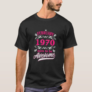 Camiseta Womens Birthday Vintage Roupa de fevereiro de 1970