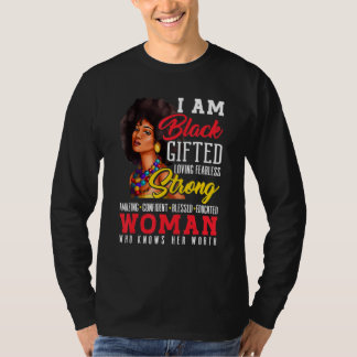 Camiseta Womens Black Gifted Loving Strong Woman Black Hist