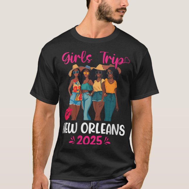 Camiseta Womens Black Girls Trip New Orleans 2025 Vacation  (Frente)