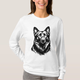 Camiseta Women's Black GSD Long Sleeve White Tee