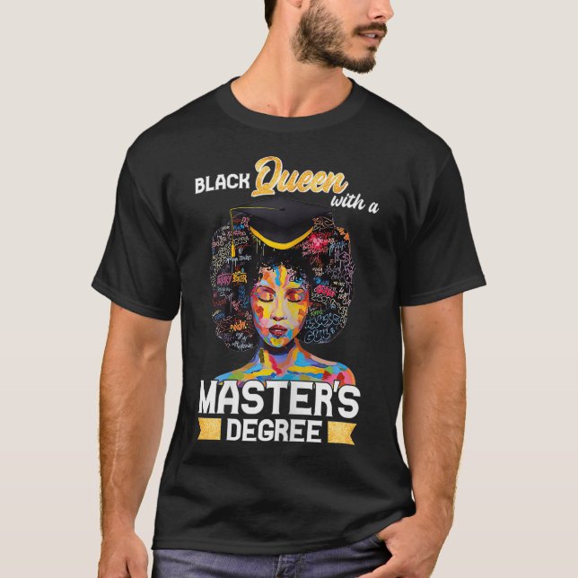 Camiseta Womens Black Queen With Masters Degree Black Women (Frente)