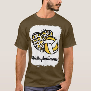 Camiseta Womens Bleached Volleyball Mom Yellow Leopard Prin