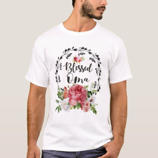 Camiseta Womens Blessed OMA Cute Flower OMA Gift
