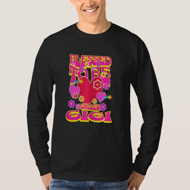 Camiseta Womens Blessed To Be Called Gigi Heart Groovy Flow (Frente)