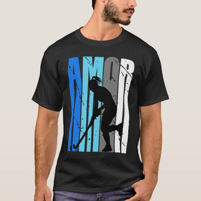 Camiseta Womens Blue Amor Hockey Season Fan Girl College St (Frente)