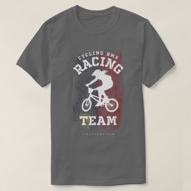 Camiseta Womens BMX Bike Liechtenstein Flag Biking Cycling  (Frente do Design)