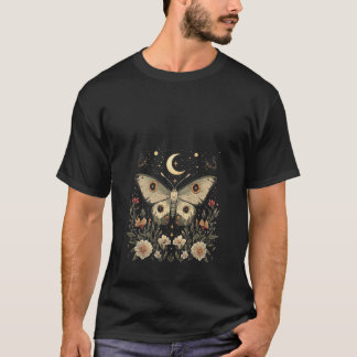 Camiseta Womens Boho Celestial Butterfly Moon Floral Cottag