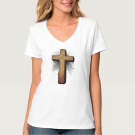 Camiseta Women's Bold Christian Cross V-Neck Tee