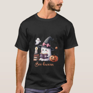 Camiseta Womens Book Coquette Arco Fantasma Bruxa Hat Hallo
