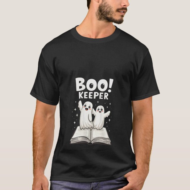 Camiseta Womens Books Nerd Keeper Ghost Librarian Hallo (Frente)