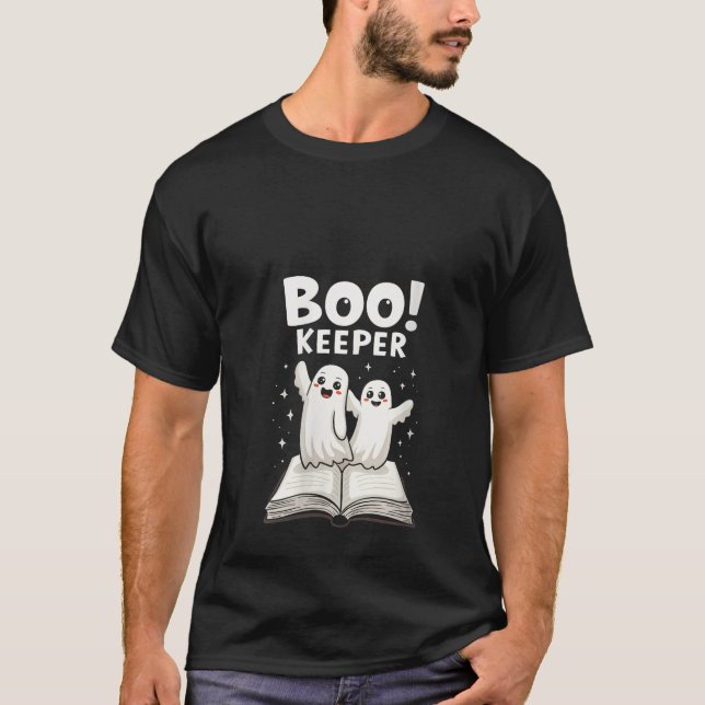 Camiseta Womens Books Nerd Keeper Ghost Librarian Hallo (Frente)
