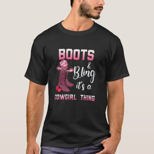 Camiseta Womens Boots & Bling It s A Cowgirl Thing Western  (Frente)