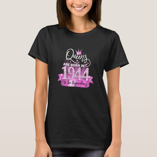 Camiseta Womens Born In 1944 I Elegant Pink Black Party Out (Frente)