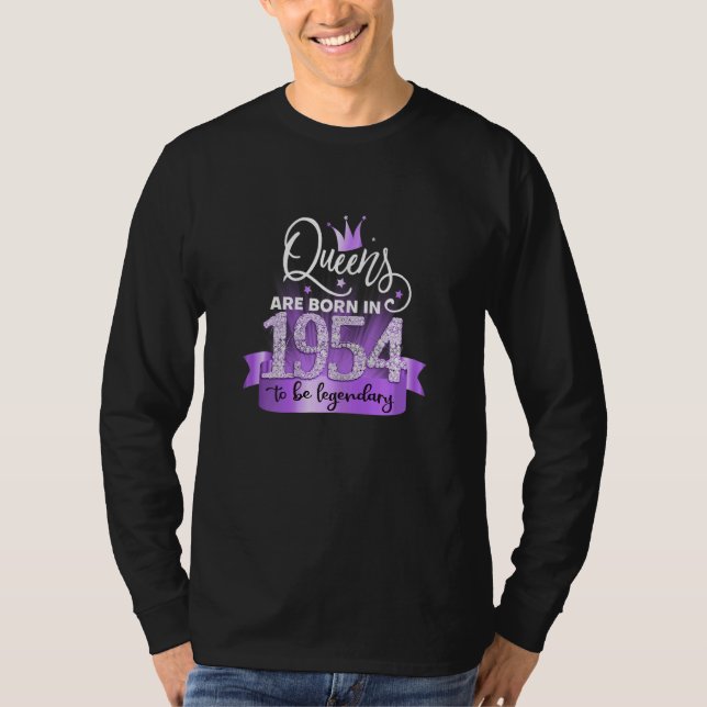 Camiseta Womens Born In 1954 I Elegant Purple Black Party O (Frente)
