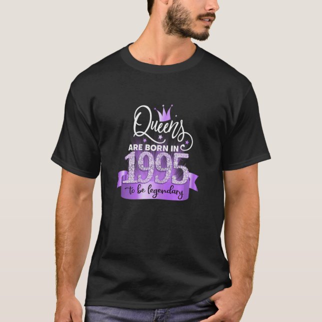 Camiseta Womens Born In 1995 I Elegant Purple Black Party O (Frente)