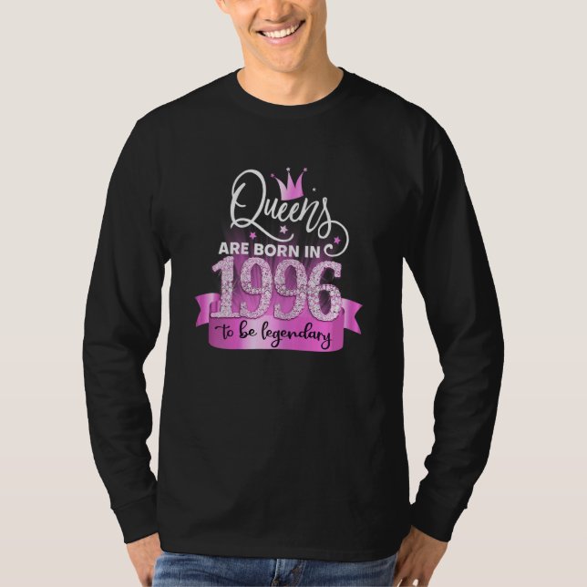 Camiseta Womens Born In 1996 I Elegant Pink Black Party Out (Frente)
