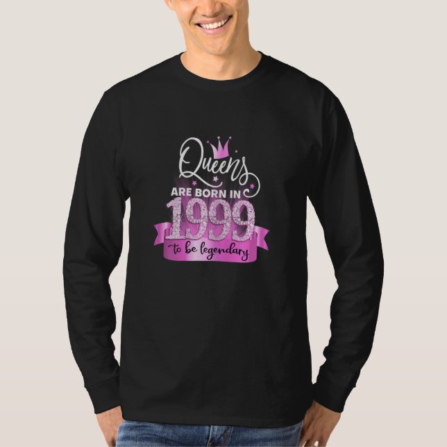 Camiseta Womens Born In 1999 I Elegant Pink Black Party Out (Frente)