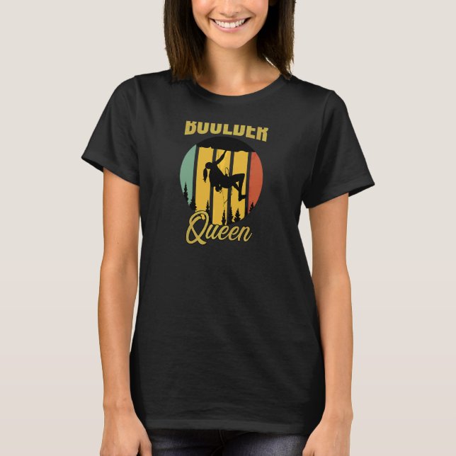 Camiseta Womens Boulder Queen Retro Escalbing Rocks Boulder (Frente)