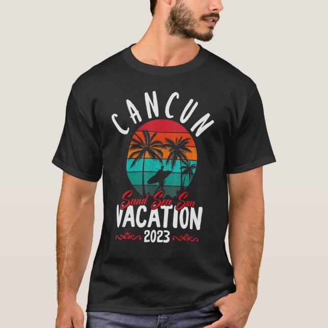 Camiseta Womens Cancun Mexico Vacation Beach Family Friend  (Frente)