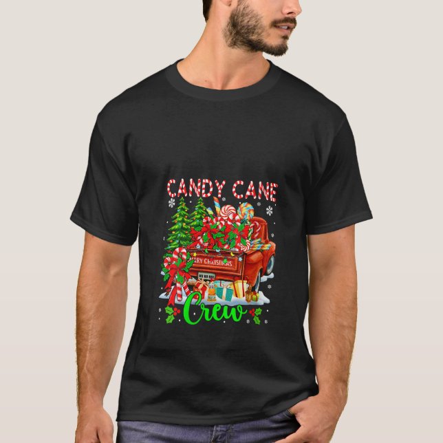 Camiseta Womens Candies Candies Canes Crew Xmas Pickup Carr (Frente)