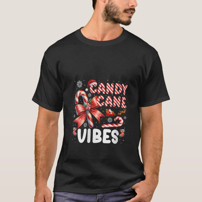 Camiseta Womens Candy Cane Vibes Funny Christmas Candy Love (Frente)