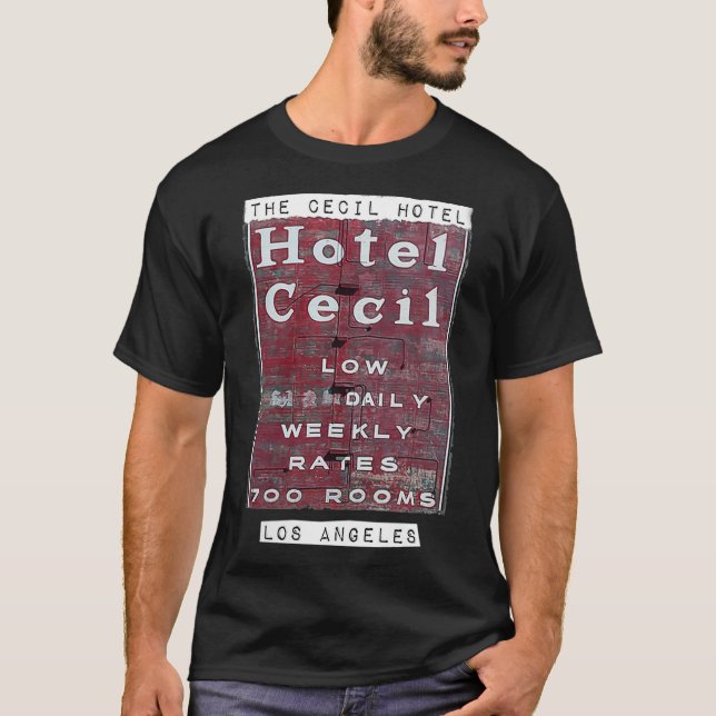 Camiseta Womens Cecil Hotel Los Angeles Hotel Cecil Sinal V (Frente)