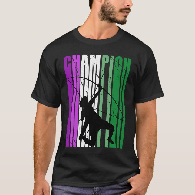 Camiseta Womens Champery Archery Aniversário Roxo Verde (Frente)