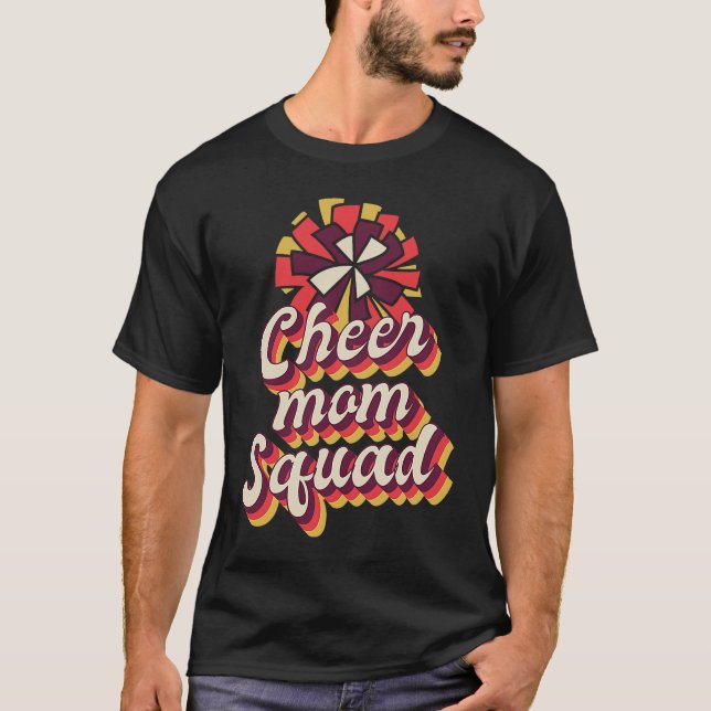 Camiseta Women's Cheer Mom Squad , Pom Pom, Retro Cheerlead (Frente)