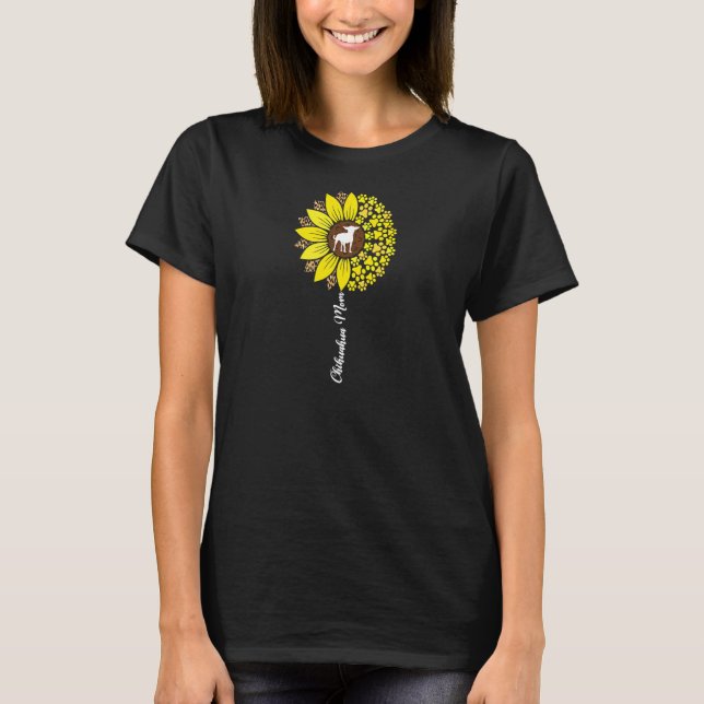 Camiseta Womens Chihuahua Mom For Women Sunflower  Chiwawa  (Frente)